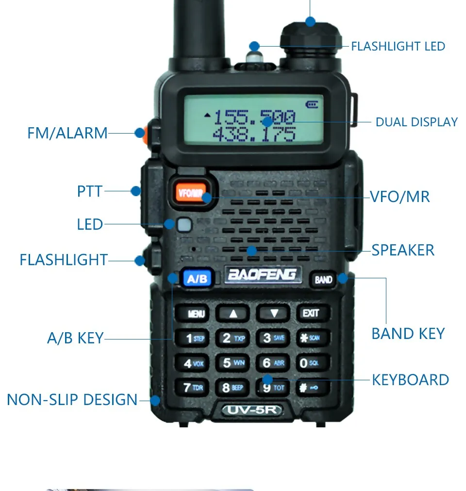 Baofeng UV-5Rトランシーバーデュアルバンド双方向ラジオPofung UV 5RポータブルハムラジオトランシーバーBaofeng UV5Rハンドヘルドトワーク・ウォーキー