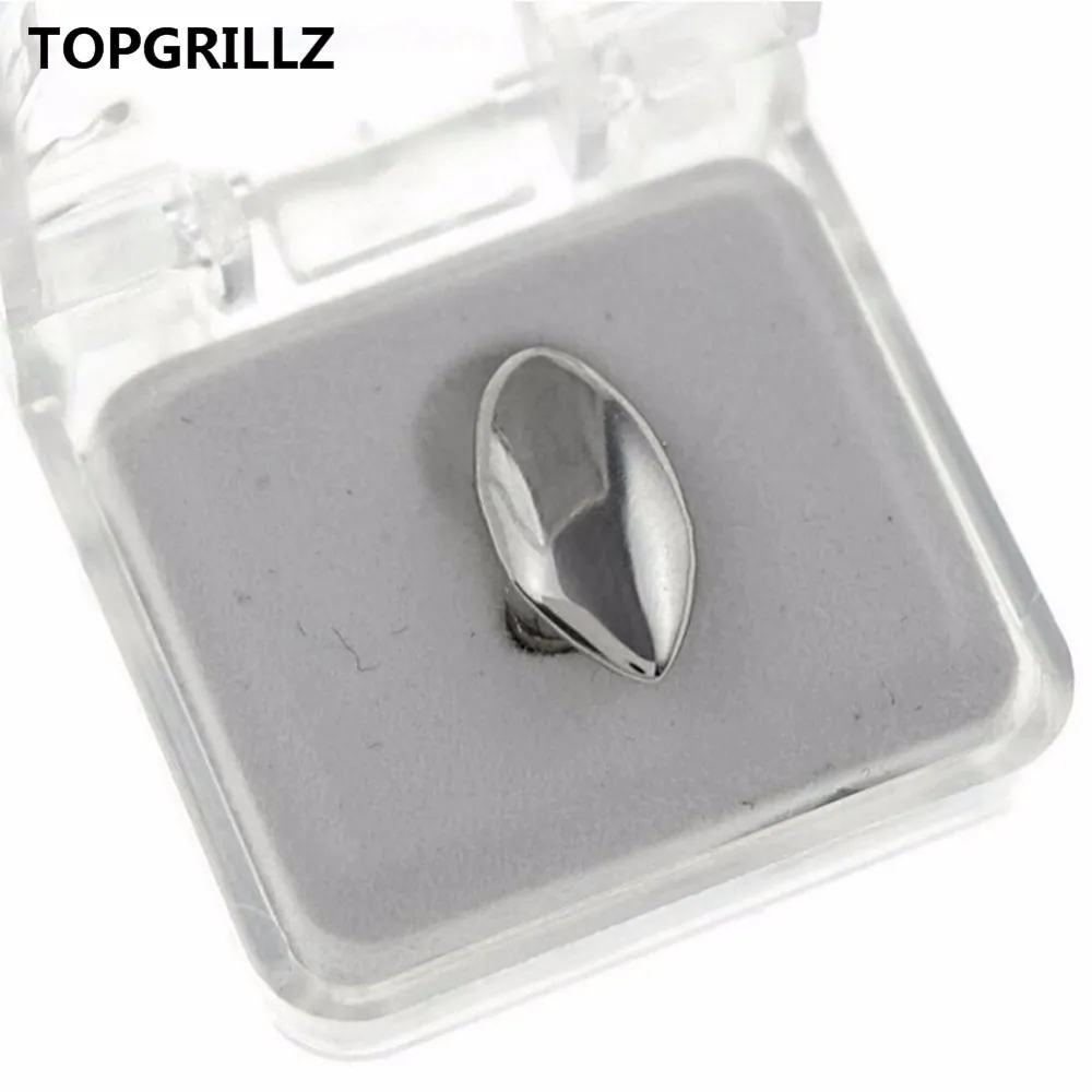 TOPGRILLZ Hip Hop Vampire Fang Single Cap Gold Tone Canine Custom Tooth Griglie Zanne Dracula Denti Grillz, Regalo