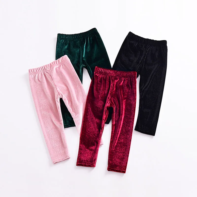 Niñas bebés Pantalones de terciopelo dorado INS Leggings niños Pantalones 2018 nueva moda Medias niños Boutique Ropa C3647