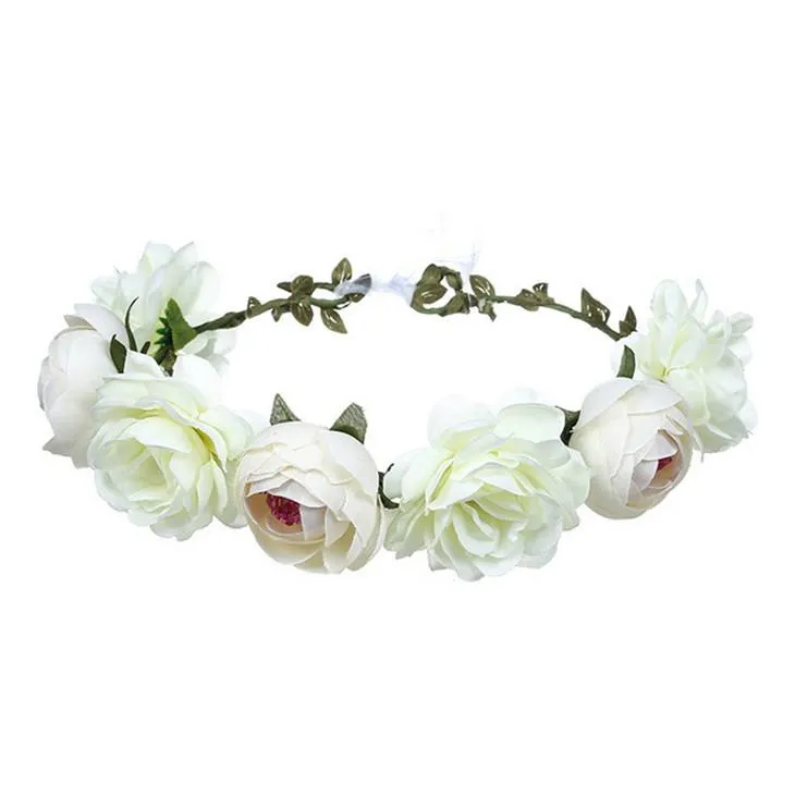 ホットセール模倣ローズブライドの花の王冠の子供用ヘッド飾り花輪手仕事人工花ガーランド