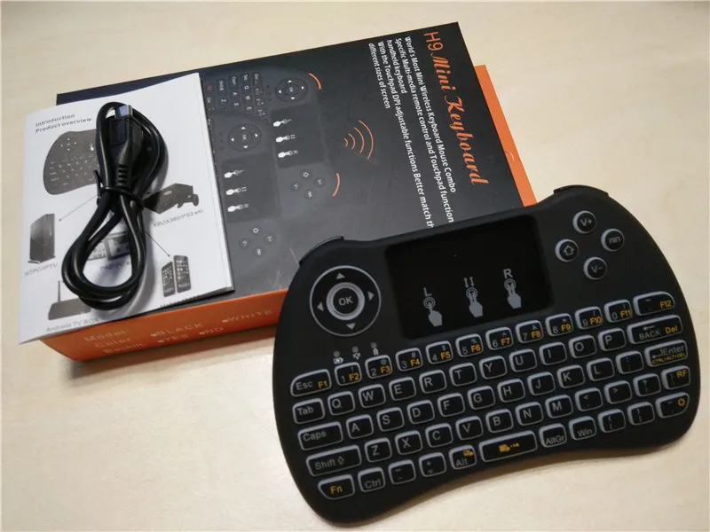 Wireless Backlit Blacklight Keyboard H9 Fly Air Mouse Multi-Media Remote Control Touchpad Handheld For Android TV BOX