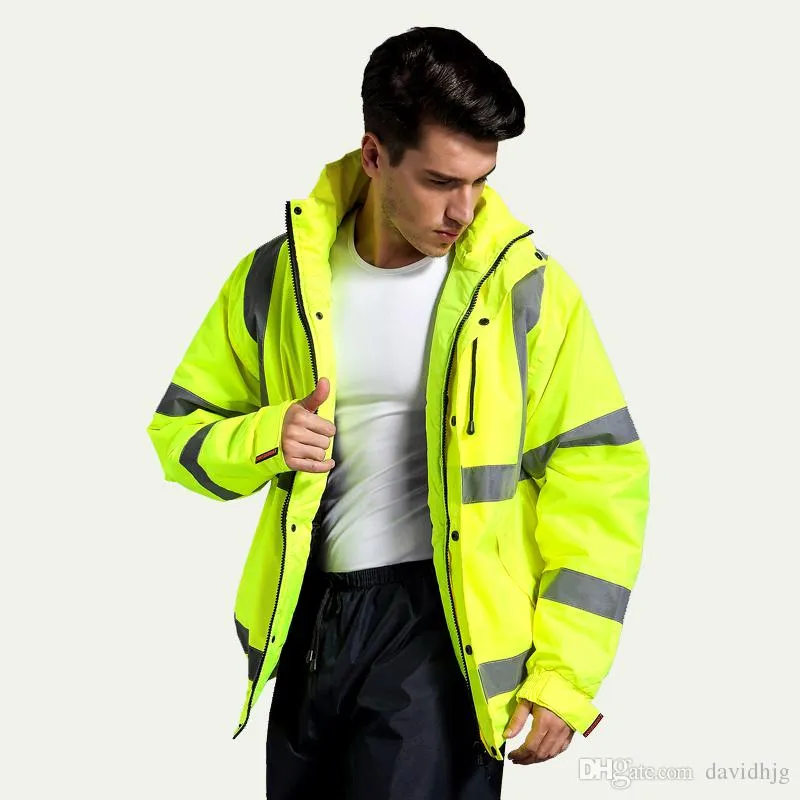 Wholesale 2017 Safety Clothing Outdoor High Visibility Reflective Jacket Waterproof Rain Coat Warm Cotton Padded Work Wear Winter Outwear From Danny16 62.32 DHgate.Com