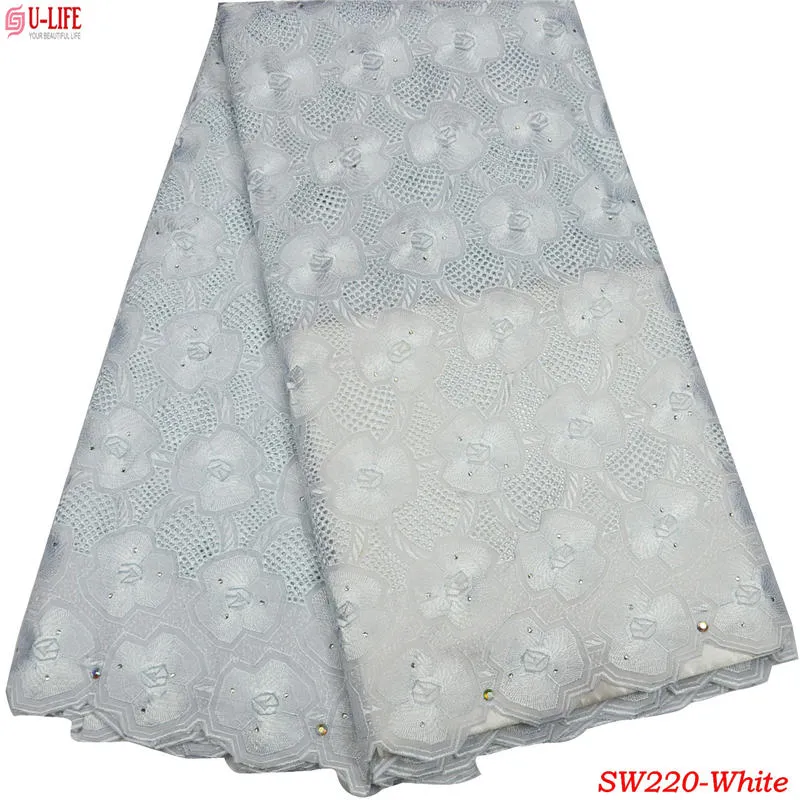 Tessuti di pizzo nigeriano 100% cotone moda africano occhiello voile pizzo abito da cucire pizzo voile svizzero in Svizzera SW-220