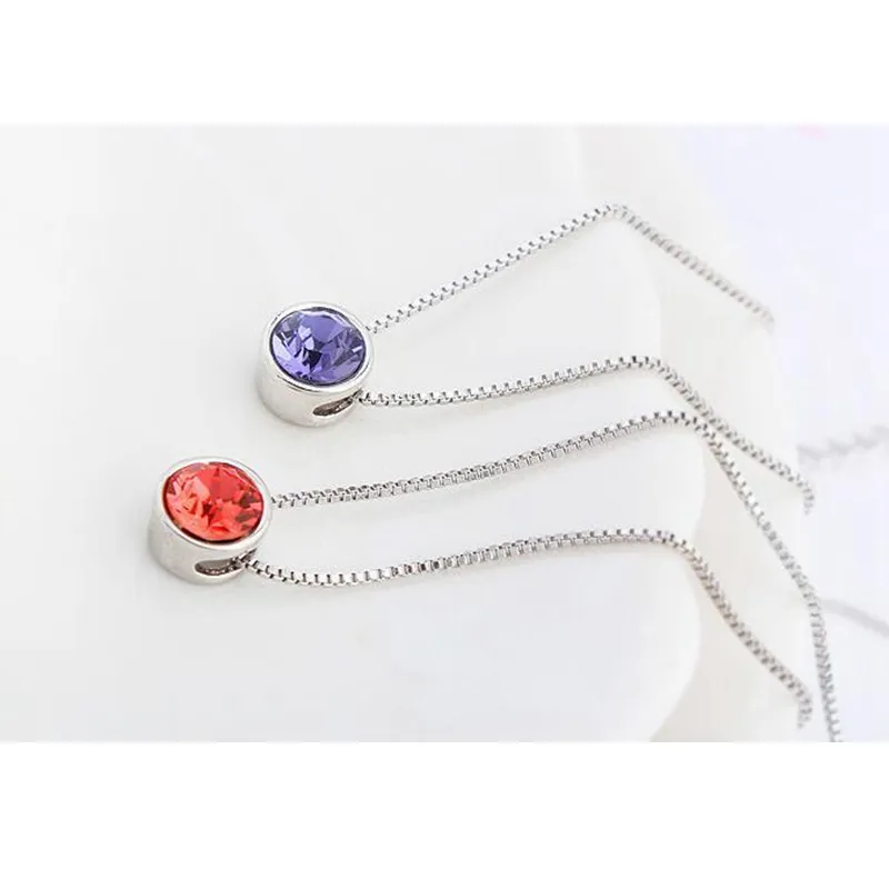 Crystals From Swarovski Round Pendant Necklace Stud Earrings Set For Women 2018 Jewelry Set Mother'S Gift