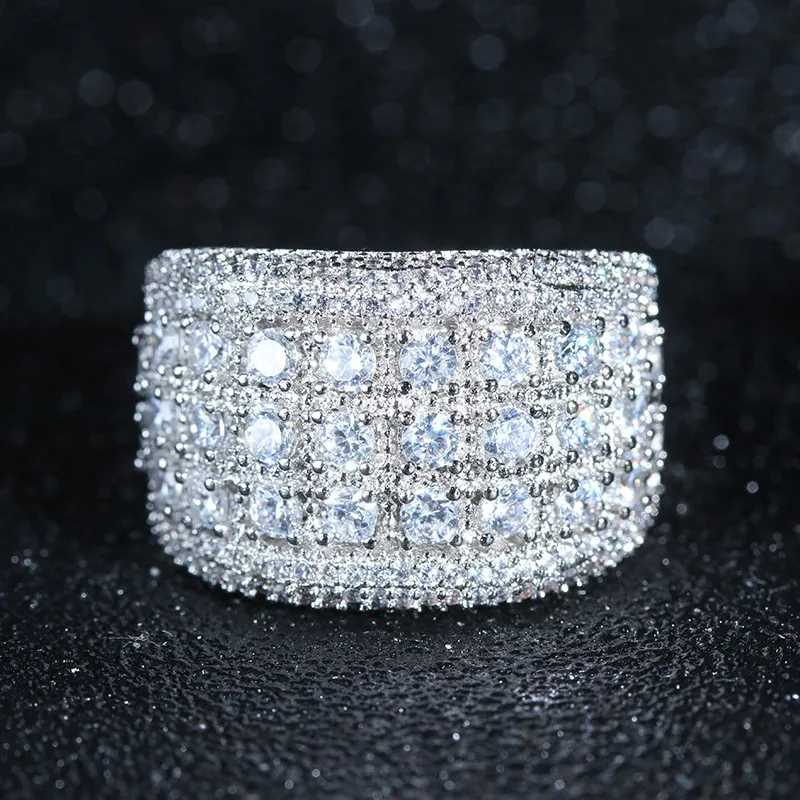 Mens Silver Diamond Stones Ring Hoge kwaliteit mode bruiloft verlovingsringen voor vrouwen