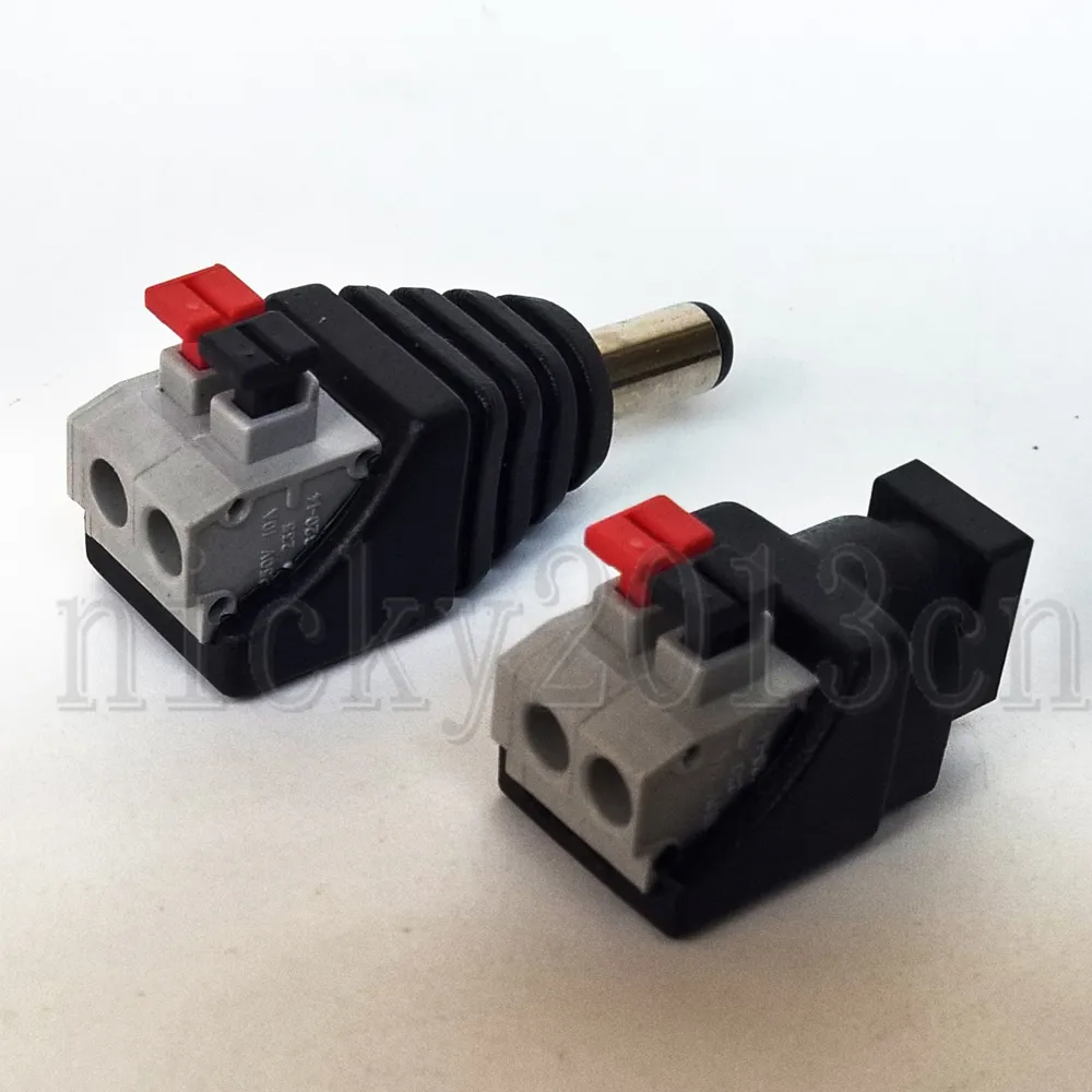 Belysningstillbehör DC Connector Male Female Jack Plug -adapter 2,1 mm 5,5 mm -knapp nedåt för LED -remsljus