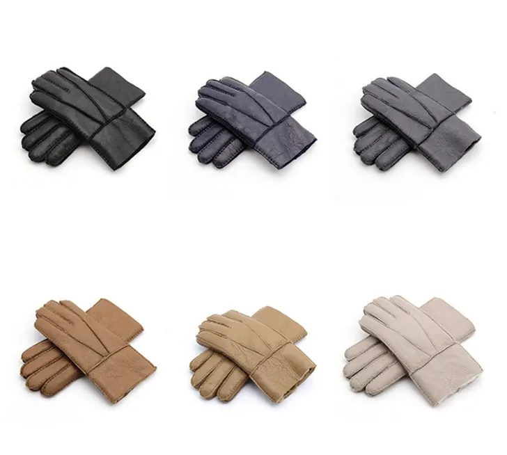 Homens clássicos novos 100% luvas de couro de alta qualidade luvas de lã em várias cores frete grátis