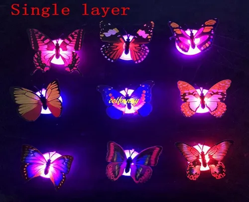 100 stks / partij Snelle Verzending 7cm Muurstickers Decoratie Led Lichten Butterfly Muurstickers 3D Huisdecoratie C2701