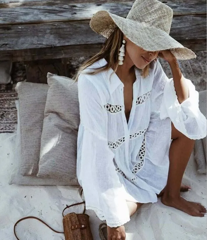 Vrouwen Zomer Cover Ups Badpak Strandjurk Dames Cover-Ups Badpak Strandkleding Tuniek Bikini Cover Up Lace Hollow Haak