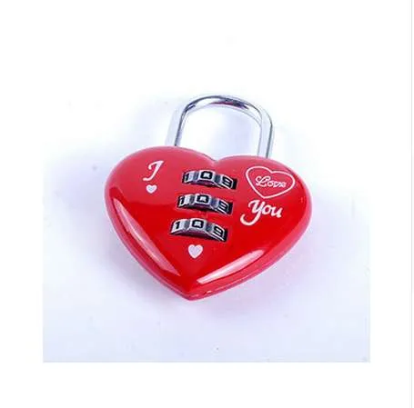 JETTING Kawaii Red/Pink Heart Shaped Mini Resettable 3 Digits Luggage Suitcase Padlock Coded Lock Luggage Lock