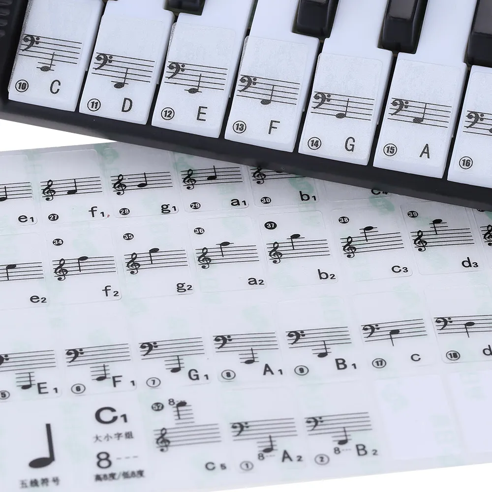 Transparent 49 61 Touches Clavier Électronique 88 Touches Piano Stave Note  Autocollant Pour Touches Blanches Du 38,04 €