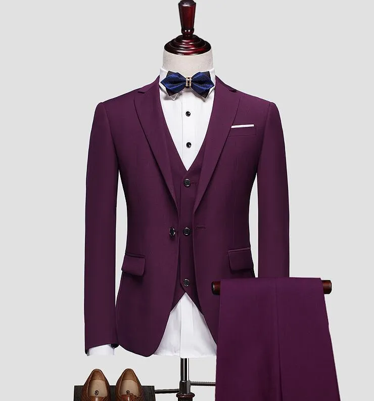 Tuxedos de marié bordeaux sur mesure, excellents smokings de mariage pour hommes, costume de fête d'affaires formel de haute qualité (veste + pantalon + cravate + gilet) 993