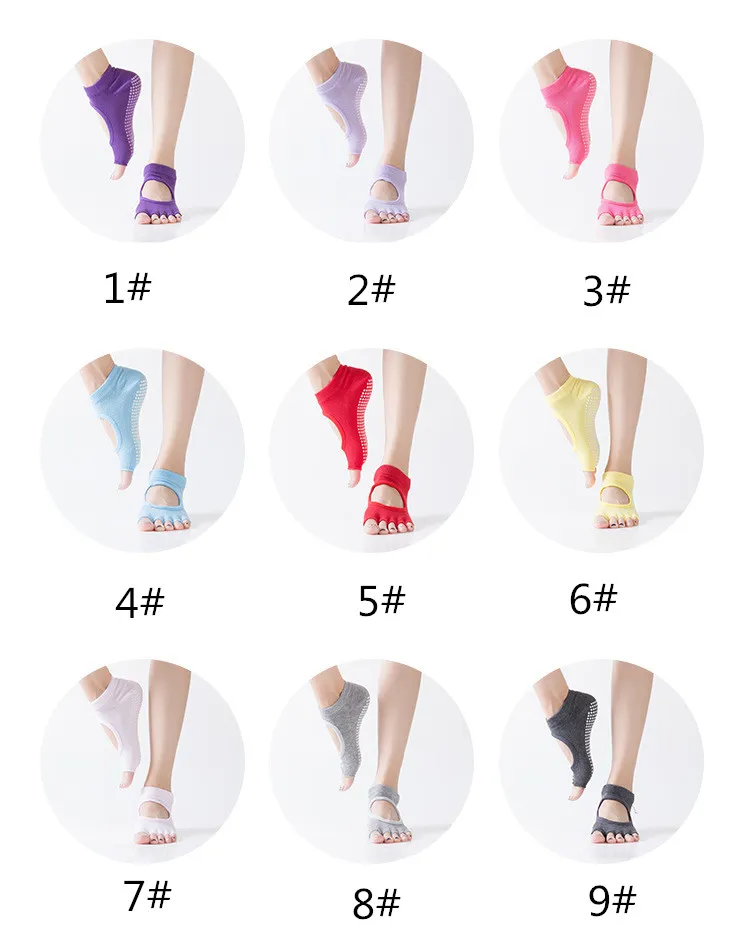 Женщины пилатес пять Toe 100% хлопок нескользящие пальцы носки противоскользящие йога Женские носки смешать цвет Бесплатная доставка