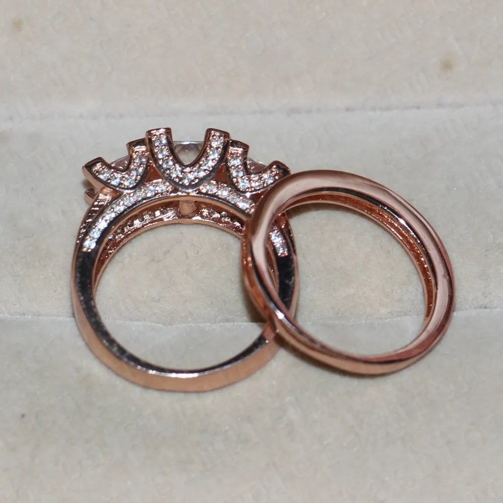2016 marke Design Rose Gold 925 Sterling silber ring 8ct 5A zirkon cz Engagement Hochzeit Band Ring Braut set für frauen