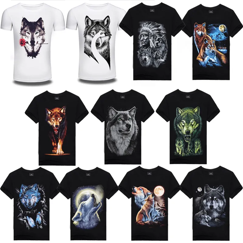 3D Wolf T Shirt Mens Brand 3d Indianer Wolf Print T Shirts Cotton Wolves Men Tshirt Casual Man Tees Mens Tops2797240