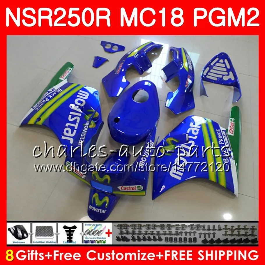 Bodys per HONDA NSR250R MC16 Movistar Blue MC18 PGM2 NS250 88 89 78HM.54 NSR 250 R NSR250 R RR NSR250RR NSR 250R 88 89 1988 1989 Kit carenatura