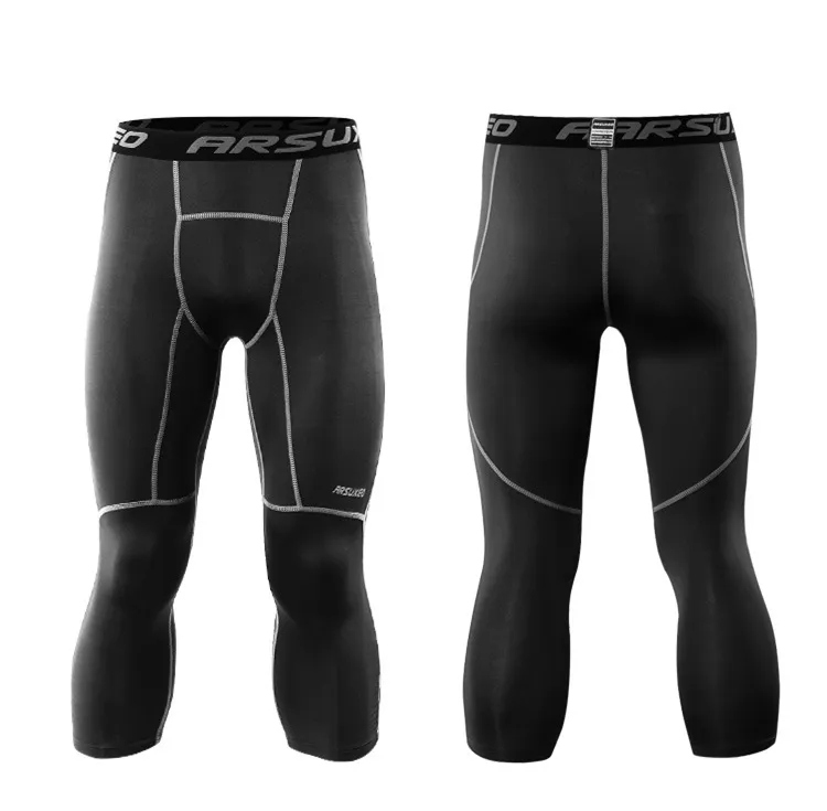 Men039s 34 Collants de course Compression Sport Leggings Gym Fitness Sportswear Formation Pantalons de Yoga pour hommes Pantacourt3674475