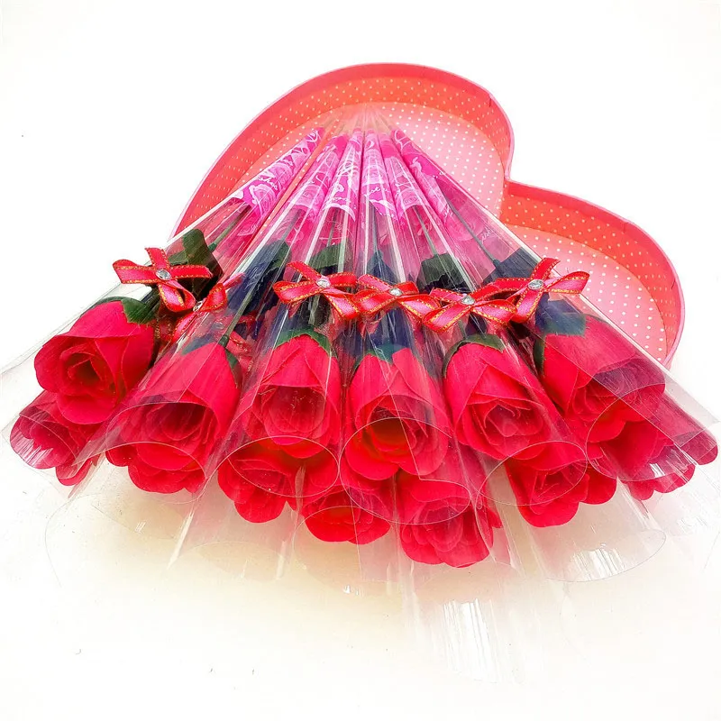 Valentin röd ros tvål blomma romantisk bad blomma tvål för flickvän bröllop favoriserar festliga parti leveranser