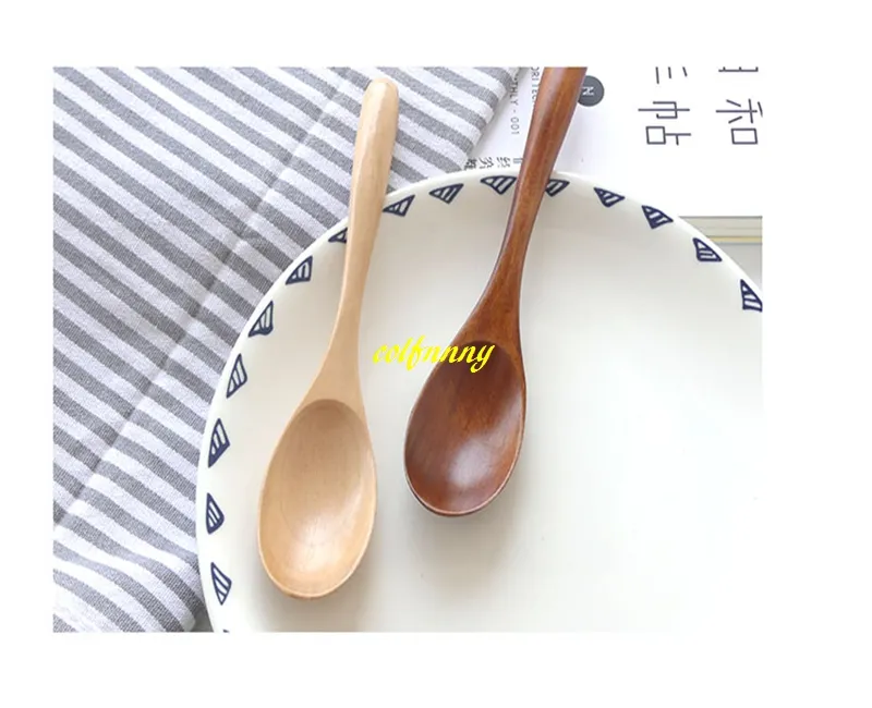 / mycket snabb frakt 17x3.5cm japansk stil naturlig träsked honung te kaffe sked trä bordsartiklar långa skedar