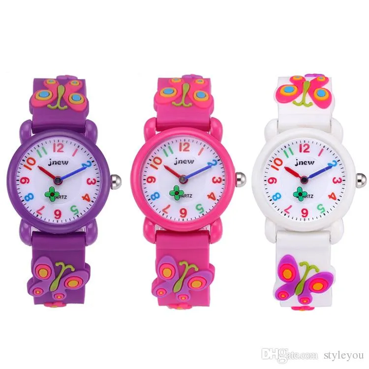 Детские часы 3D мультфильм бабочка прекрасные дети девочки мальчики дети студенты Кварцевые наручные часы очень популярные наручные часы спортивные часы