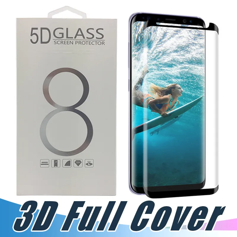Bra härdat glasskärmskydd Fodralvänligt krökt 3D -sidlim för Samsung Galaxy S22 S21 S20 Ultra S10e S8 S9 S10 Plus Obs 20 10 9 8 med detaljhandelspaket