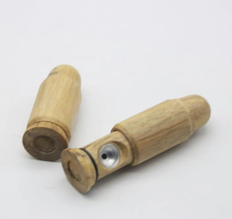 new product bullet shaped shape solid wood pipe can shrink easily portable cigarette smoking set.