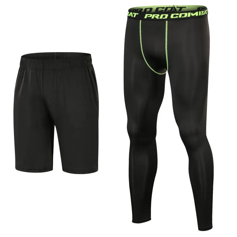 Szybkie suche spodnie kompresyjne Zestawy 3 kolory sportowe szorty i legginsy Basketball Gym Spodnie chude joggers237z
