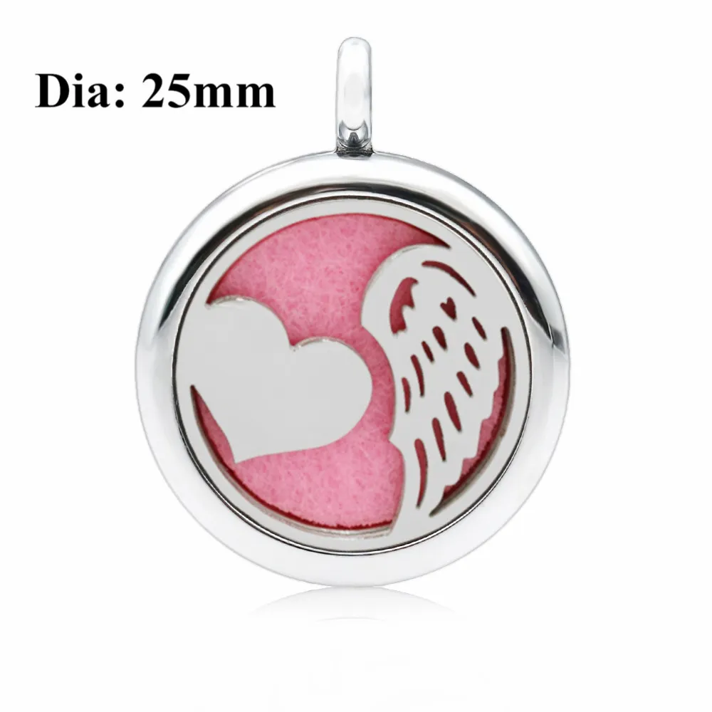 Just Breathe 25mm silver essential oil diffuser locket Heart Wing pendant magnetic perfume locket aromatherapy pendant