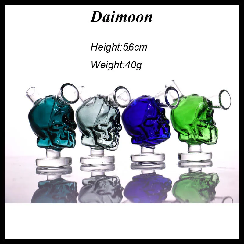 Nieuwe Mini Skull Glass Bongs 2.2Inch Tall 5 Kleur Roken Bubble Kleine Water Pijpen DAB RIGHT HAND PUTLE KOMHAAZELEN