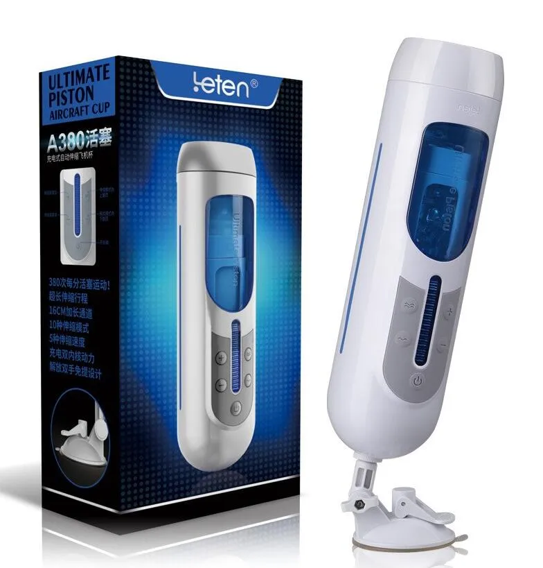 Portable Masturbator Leten A380 Piston Hands Free 10 Function Retractable Usb Rechargeable Male Automatic Sex Products Adult Sex Toys