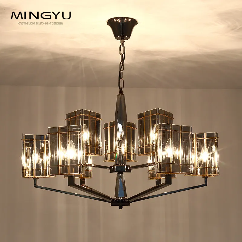 Postmodern Art Glass Chandelier Smoke Gray Lamp Simple Light Luxury