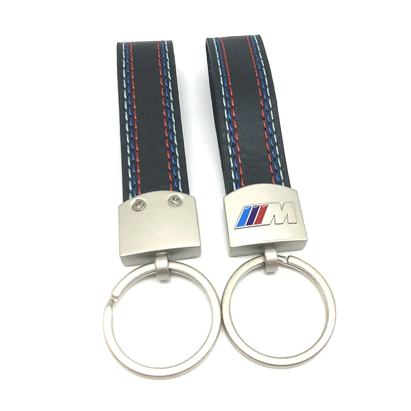 Keychains & Lanyards For BMW M Sport E46 E39 E60 F30 E90 F10 F30 E36 X5 E53 E30 E34 X1 X3 Car styling Leather Chrome Keyring Keychain Key Chain 5SCV