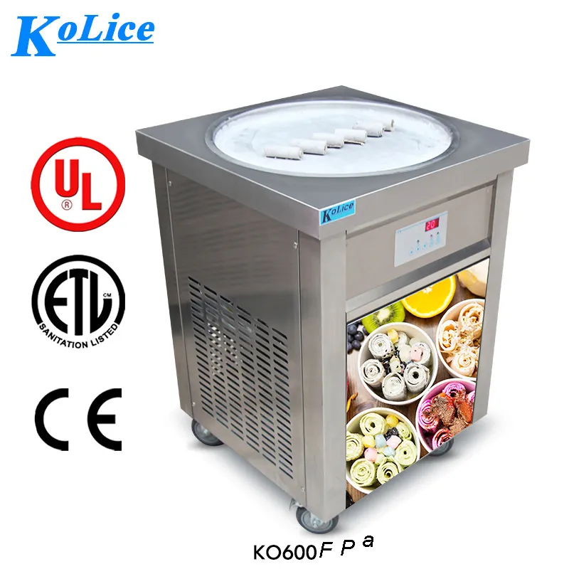 ETL CE Snack Food Keuken Enkele 22 inches Ronde Pan Thai Fried Roll Ice Cream Machine