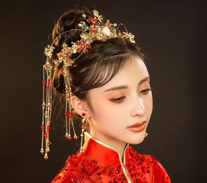 Couvre-chef de mariée, costume de couronne de phénix chinois de nouveau style, robe de mariée à franges, accessoires pour cheveux Xiu FA