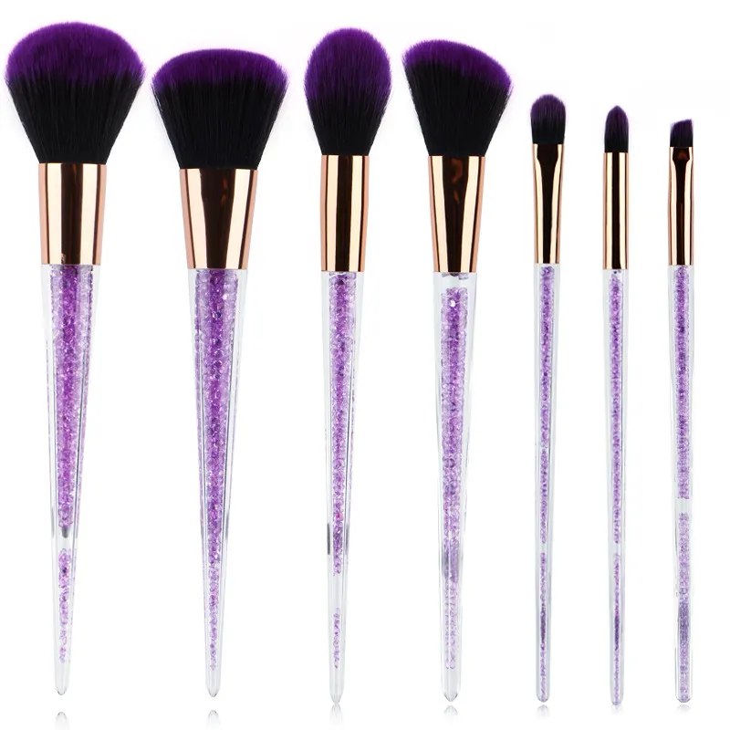 7st / set Rhinestone Glitter Crystal Makeup Brushes Set Diamond Pro Highlighter Penslar Blusher Brush Make Up Mermaid Makeup Brush