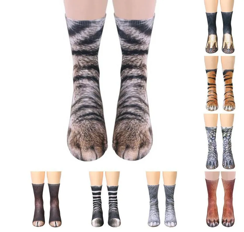 Adults Animal Paw feet Printed socks Unisex fashion Animal Crew Creative 3D print Sports teenager Digital printing Simulation Socks