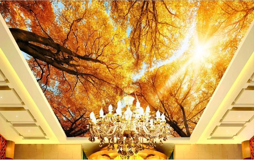 dokunmamış Duvar Kağıdı Tavan HD fantezi sonbahar akçaağaç orman güvercinleri HD zenith fresk masaüstü duvar kağıdı