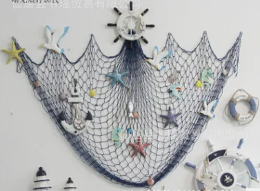 Conjunto de red de pesca náutica decorativa accesorios pared de la playa  fiesta en la playa concha de mar decoración del hogar decoraciones de la