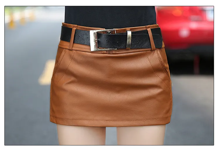 Nouveau design de mode taille haute sexy pour femmes avec ceintures en cuir PU jupe courte à l'intérieur des shorts de sécurité culottes boot cut sho2831