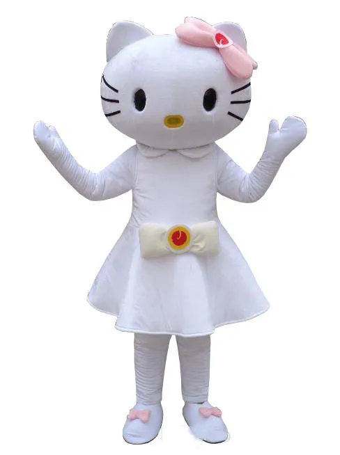 2018 Haute qualité Costume De Mascotte Mignon minou Halloween Noël Anniversaire Personnage Costume Robe Animal Chat Blanc Mascotte Livraison Gratuite