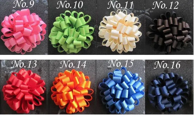 Children Flower Hair Bow Clip Loopy Ribbon ball color mixed Loop Ball for Girls Baby child hair accessories HD813