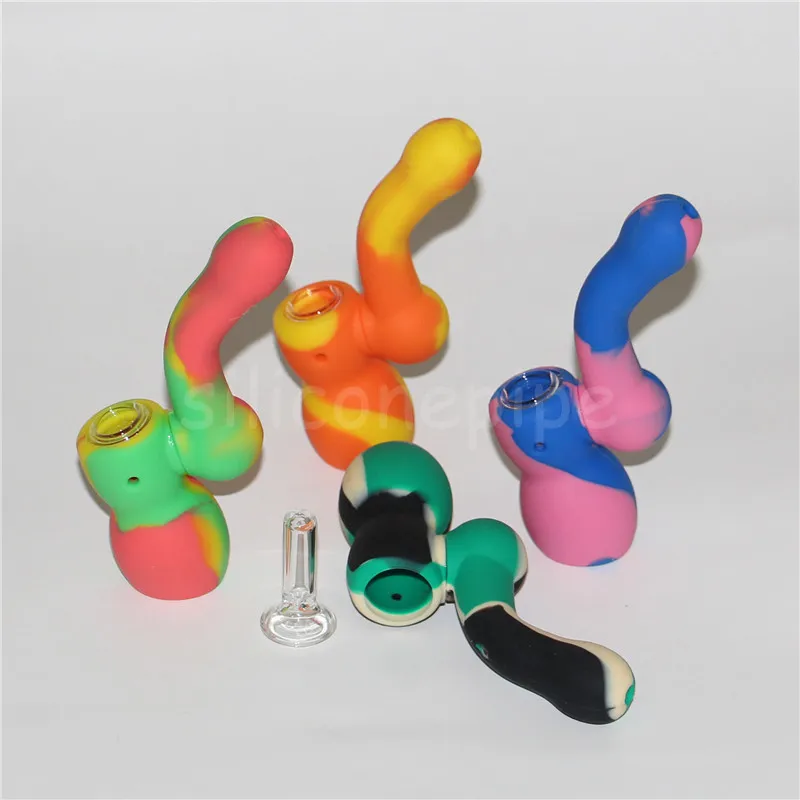 Silicone Bong Water Pipes Hookahs mix Couleur Silicone Oil Rigs mini barboteur bongs Glass Bowl nectar dabber outils via DHL