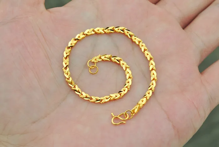 24K Real Gold Plated Gold Color Bracelet Tamanho de 175cm de moda para mulheres jóias whole3546469