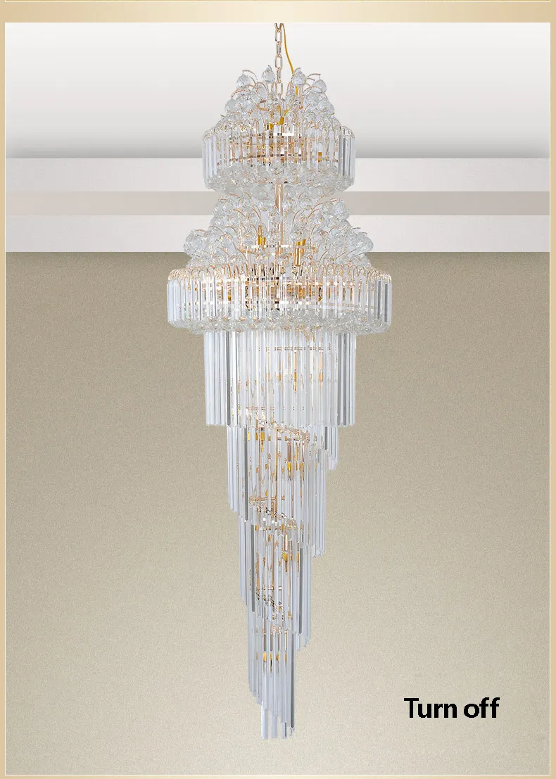 LED Lampadari di cristallo moderni Luci Apparecchio American Golden Long K9 Lampadario di cristallo Hotel Lobby Hall Scale Way Home Inoodr Lighting