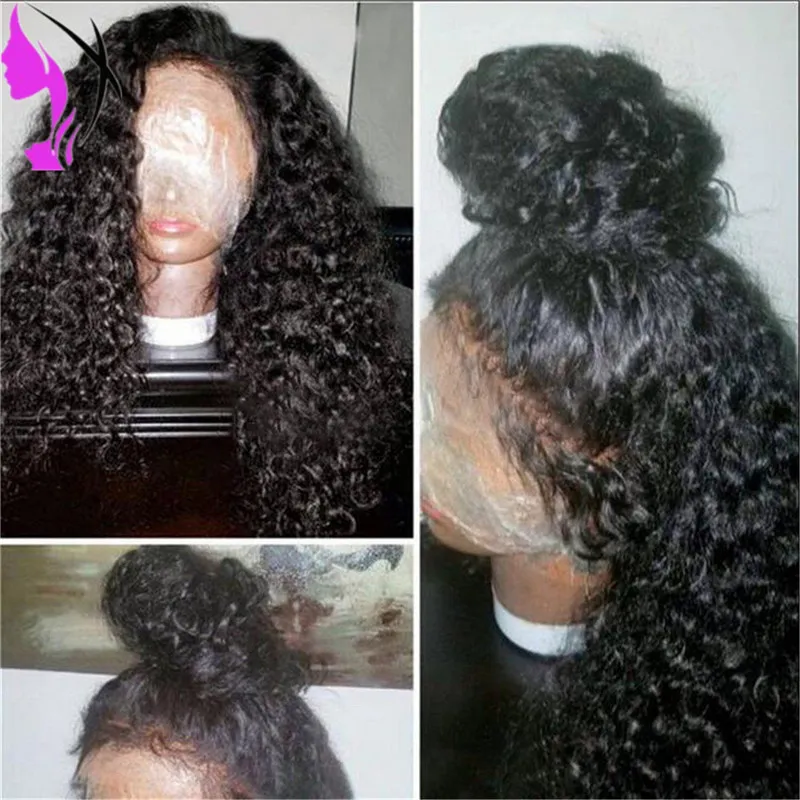 Stock Svart eller brun / Burgundy Kinky Curly Syntetisk Lace Front Wig Hög temperatur värmebeständig för svarta kvinnor