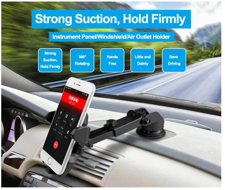 Car Phone Holder Universal Sticky GPS Support Suction 360 Rotate Adjustable 3.5-6 inch Bracket For iPhone Samsung Holders Titular ATP030