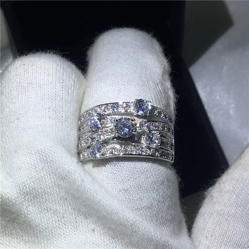 Vintage Jewelry 5A zircon Cz ring 925 Sterling Silver Engagement wedding band rings for women men Bijoux