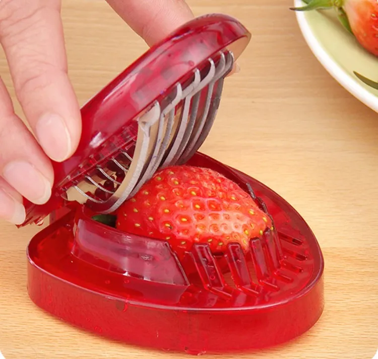 Jordgubbar Slicer Fruit Vegetable Tools Carving Cake Dekorativ Cutter Shredder Matlagning Kök Gadgets Tillbehör Tillbehör C556