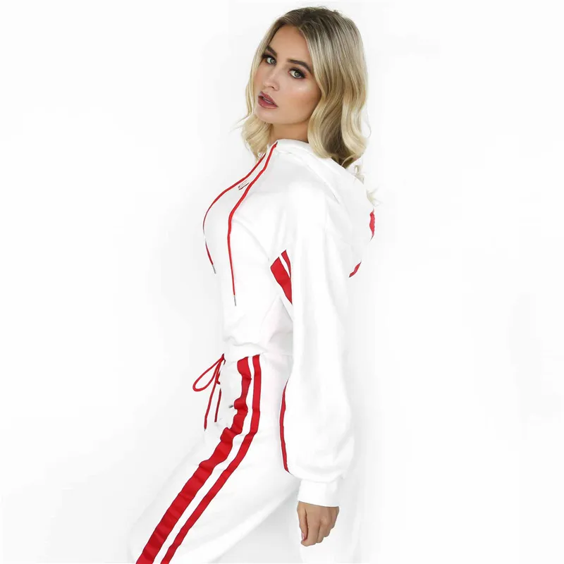Spring Sexy Tracksuits Stpried Printed Women Sport Wear Women Casual Suit Sweet Sweatshirt With Long Pant Set