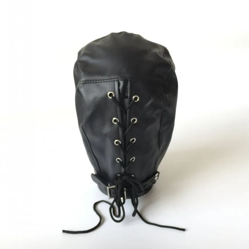 Leather Bondage Hood: Adult Play Full Face Mask, Locking Blindfold For ...